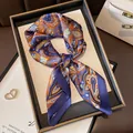 Elegant paisley pattern silk square scarf in purple and orange tones for women's fashion - 70x70cm / Vintage Paisley