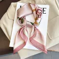 Taro purple floral silk square scarf for women, elegant and stylish fashion neck accessory. - Rose Square Scarf / Pink Rose Print