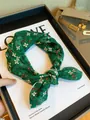 Green floral cotton scarf bandana neckerchief for women spring fashion style - Retro Green Floral