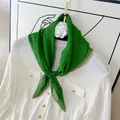 Lightweight green pleated chiffon scarf with pink contrasting border for neck decor. - 60CM / Green