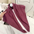 Elegant burgundy crinkled cotton square scarf with soft pleated texture for women - 90cm / Coral
