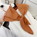 Elegant burnt orange crinkled cotton square scarf for women with soft breathable texture - 90cm / Orange