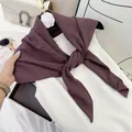 Elegant dark purple pleated square scarf in soft breathable cotton-feel fabric for women. - 90cm / Burgundy