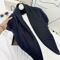 Elegant solid black breathable square scarf with natural wrinkled cotton-feel texture - 90cm / Classic Black
