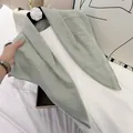 Elegant sage green crinkle cotton feel square scarf with natural pleated texture for women - 90cm / Mint Green