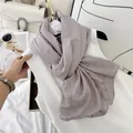 Premium mauve pleated cotton blend long scarf for women with soft elegant texture - Nude Gray