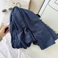 Navy blue pleated scarf made of soft polyester cotton blend for autumn and winter - Navy Blue