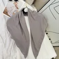 Elegant grey pure color square scarf with natural crinkle texture and soft breathable feel - 90cm / Mauve