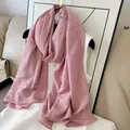 Elegant soft pink crinkled cotton blend long scarf with premium straight edge stitching - Lavender
