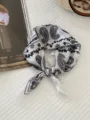 Elegant cotton linen paisley square scarf with black and white cashew flower pattern - Double Row Dots / White