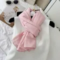 Soft pink pleated cotton blend long scarf with straight-angle locked edge for women - Candy Pink