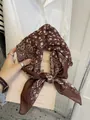 Brown paisley 58cm cotton-linen square scarf, used as a stylish hair band or neck wrap. - Moon Star Paisley / Coffee