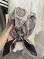 Vintage paisley pattern 58cm cotton linen square scarf for hair styling or neck accessory - Cotton Paisley Plus Minus / Caramel color