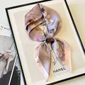 Elegant taro purple floral silk square scarf with delicate flower print design for women - Purple Art Floral Scarf / Purple Flower Cluster Print