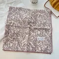 Elegant 100% cotton floral printed square scarf neckerchief with crochet lace trim detail - Vintage Crochet Edge Scarf / Wine Red Botanical