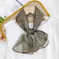 Elegant brown leopard print chiffon scarf for women 35x140cm stylish summer accessory - Romantic Brown