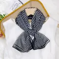 Elegant black and white polka dot chiffon scarf for women long summer sunscreen wrap - Black Polka Dot
