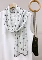 Elegant white long scarf with black polka dots, 35x140cm thin summer wrap for women - White Polka Dot