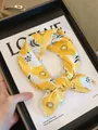 Soft yellow floral cotton square scarf neckerchief for hair and neck fashion accessory - Creamy Yellow Sunflower