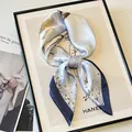 Elegant taro purple floral silk square scarf with navy border for neck or hair - French Retro Art Scarf / Shanshui Plum Purple
