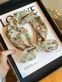 Vintage green floral cotton scarf headband for women Harajuku style neckerchief - Apricot Sunflower