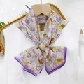 Elegant floral chiffon scarf in 35x140cm size for summer sun protection styling - 35*140cm / Violet