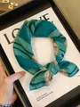 Premium green plaid cotton square scarf for women fashion neckerchief hair band - Retro Coffee Green Plaid