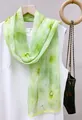 Elegant light green floral printed chiffon long scarf 35x140cm for summer - 35*140cm / Green Cosmos (Light Green Floral)
