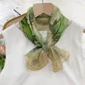 Lightweight green and beige patterned scarf for women, 35x140cm elegant thin shawl - Spring Green