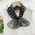 Elegant navy blue printed chiffon long scarf for women's stylish fashion accessories - Navy Blue Paisley