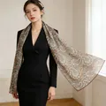 Elegant long paisley print silk scarf for women, size 35x140cm for summer sun protection - Silk Road Flower Paisley