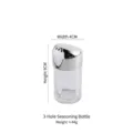 Small three-hole glass condiment bottle with silver lid, 9cm height and 4cm width - Three-hole Powder Bottle