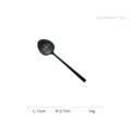 Black mirror finish 304 stainless steel coffee stirring spoon with leaf-shaped handle - Mirror-Coffee Logo Style / 11x2.7cm / Black