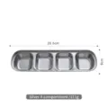 Soßenschale aus Edelstahl 304 in Silber mit vier Fächern für Gewürze, Größe 26,5cm x 8cm - Vier-Fächer-Stil (304 Geschmacksgericht) / Silber