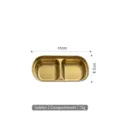 Goldene Edelstahl-Saucenschale mit 2 Fächern, 15x8.5cm, 71g, matte Oberfläche. - Zwei-Fächer-Stil (304 Geschmacksgericht) / Gold