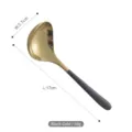 Eleganter großer Suppenlöffel aus Edelstahl 304 mit schwarzem Griff und Gold-Finish, rundes Design - Suppenlöffel / Schwarz & Gold