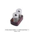 Professional set of 2 acrylic spice shakers with a premium solid wood base stand - 2 Three-hole Shakers + Base