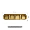 Goldene 4-Fächer-Saucenschale aus Edelstahl für Dipps, Abmessungen 26,5x8cm - Vier-Fächer-Stil (304 Geschmacksgericht) / Gold