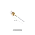 Premium matte gold coffee spoon with white handle, 304 stainless steel dessert spoon - Platinum