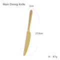 Elegant golden mirror-finish stainless steel dinner knife length 22.6cm weight 87g - Dinner Knife