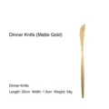 Matte gold stainless steel dinner knife, 20cm length, minimalist Portuguese style cutlery. - Dinner Knife / Matte Gold