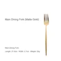 Professional modern matte gold stainless steel dinner fork with an elegant slim round handle - Dinner Fork / Matte Gold