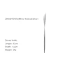 Elegant mirror silver 304 stainless steel dinner knife with sleek round handle design - Dinner Knife