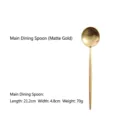 Matte gold finish 304 stainless steel dinner spoon with round handle Portuguese style. - Dinner Spoon / Matte Gold