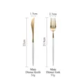 White and gold Portuguese style stainless steel dinner knife and fork dimensions display - Dinner Knife and Fork (White Gold) / Platinum