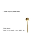 Matte gold 304 stainless steel coffee spoon with round handle, elegant Portuguese style - Coffee Spoon / Matte Gold