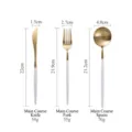 Modern gold and white stainless steel cutlery set with knife, fork, and spoon dimensions - Knife Fork and Spoon (White Gold) / Platinum
