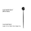 Elegante cuchara de mango largo en acero inoxidable negro espejo y diseño minimalista - Cuchara de Mango Largo