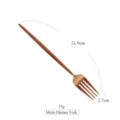 Matte rose gold dinner fork with round handle, 21.9cm length and 55g weight, steel - Dinner Fork