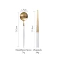 Elegant gold and white 304 stainless steel dinner spoon and chopsticks cutlery set - Chopsticks and Spoon (White Gold) / Platinum